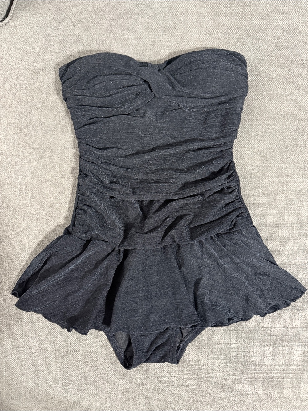 White Stag Black Strapless Ruched Swimdress
